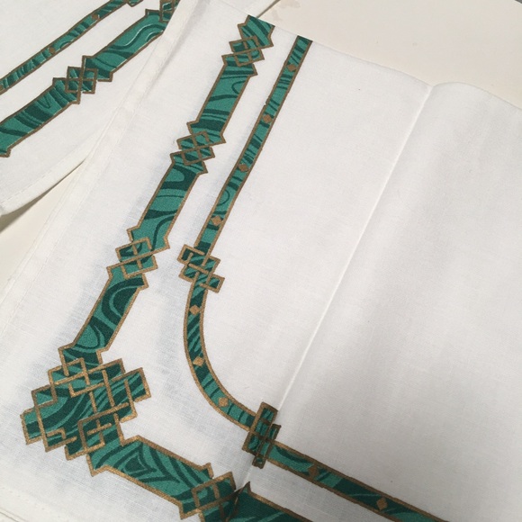 Christian Dior cotton napkins gaudron malachite print set of three - Picture 3 of 5